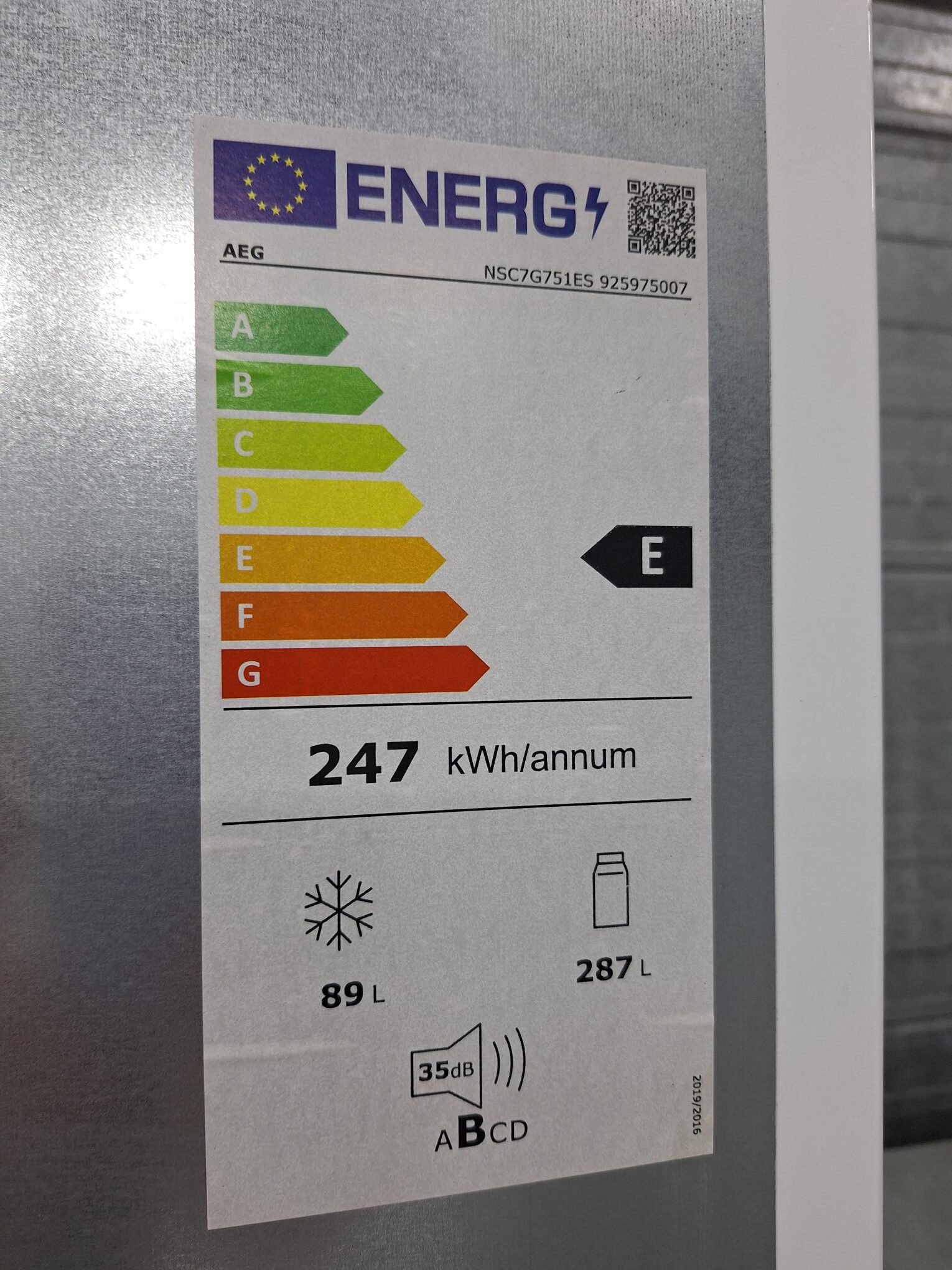 AEG NSC79751ES inbouw koel-vriescombinatie
