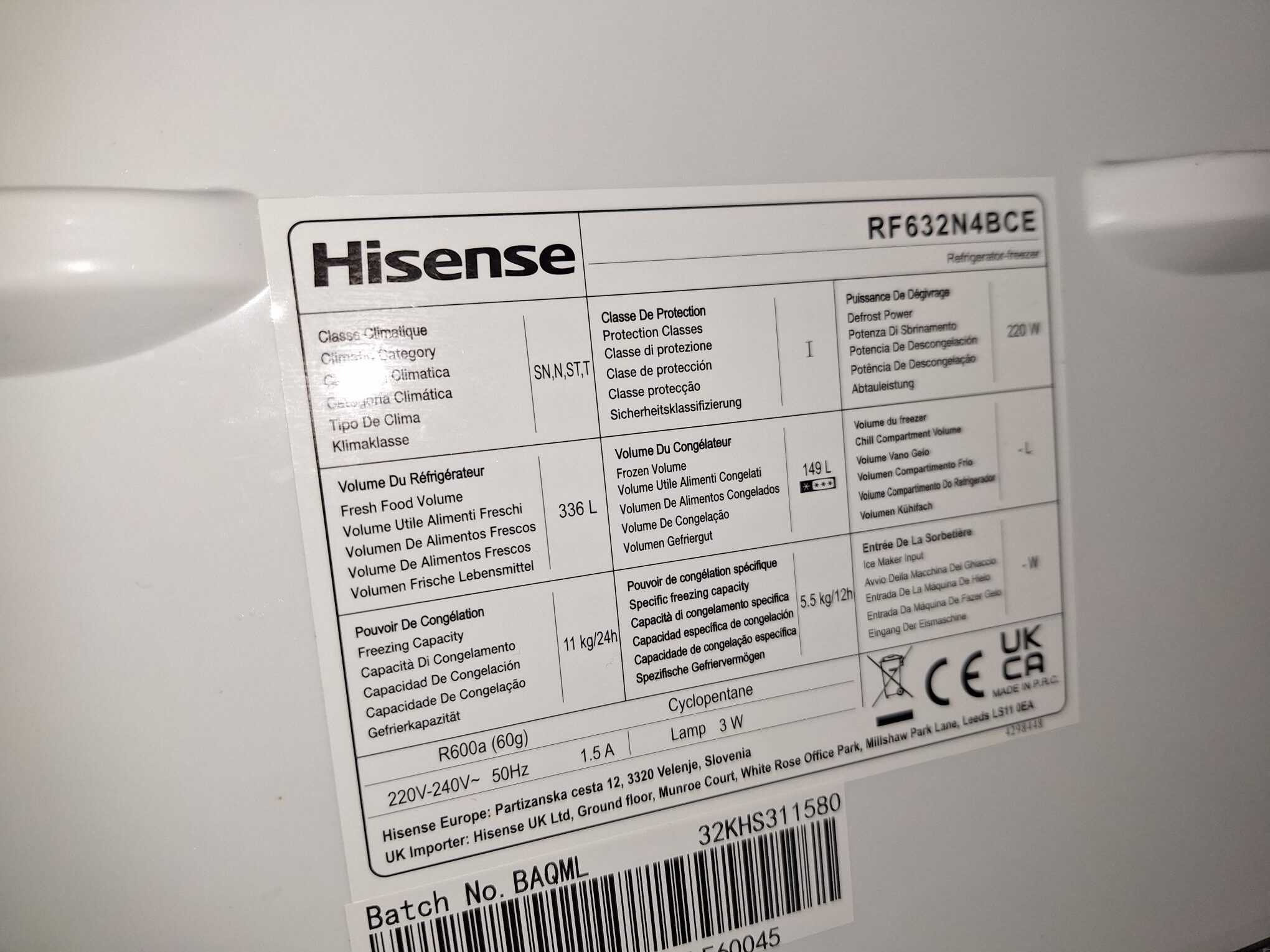 Hisense RF632N4BCE Amerikaanse koelkast