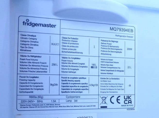 Fridgemaster MQ79394EB Amerikaanse koelkast