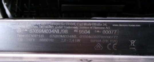 Siemens SX69M034NL inbouw vaatwasser hoog model