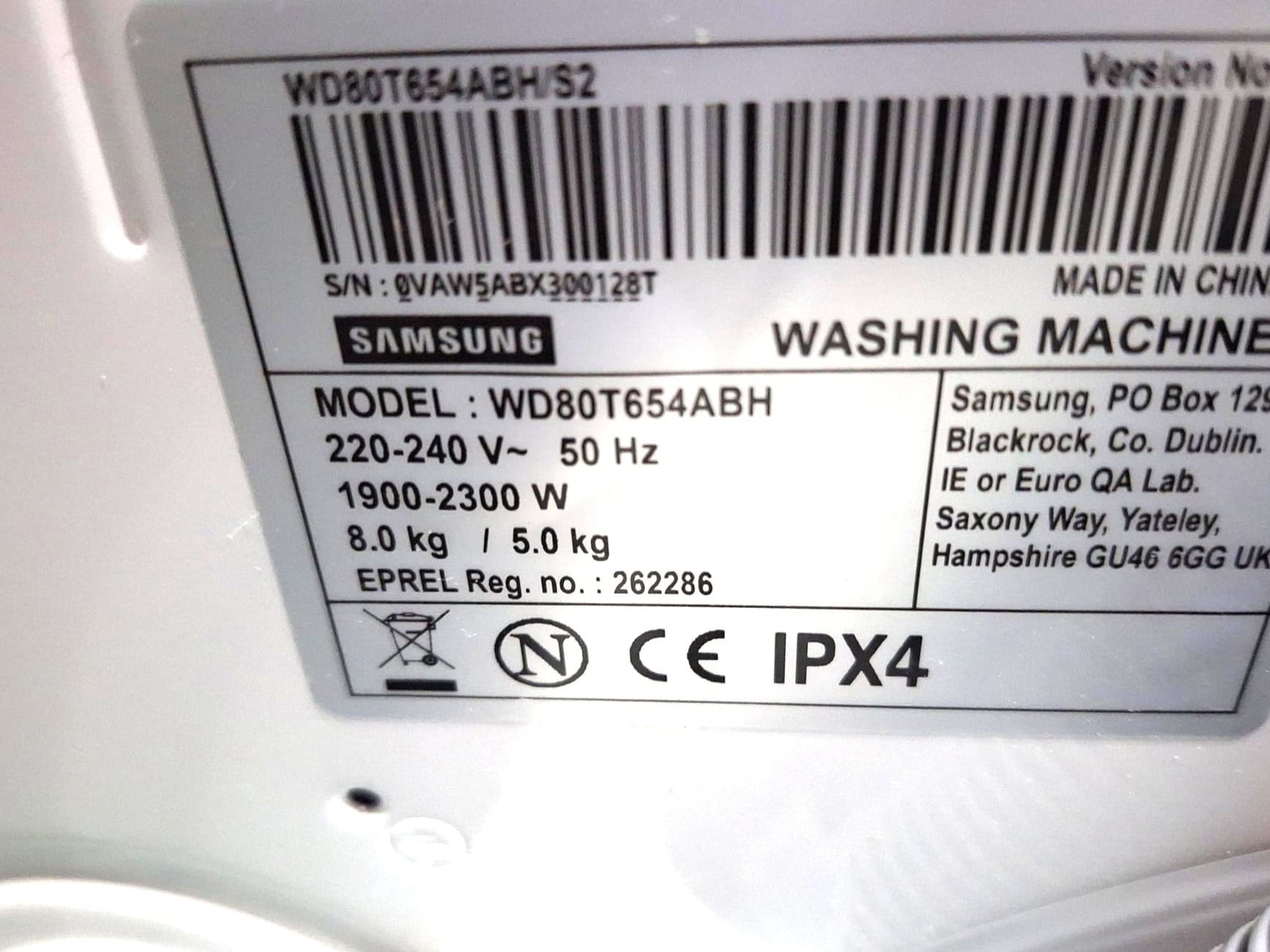 Samsung was-droogmachine WD80T654ABH