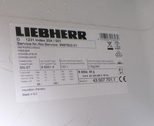Liebherr 1231 2ehands tafelmodel vriezer