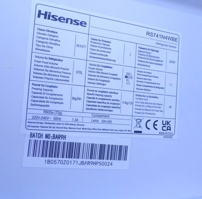 Hisense Amerikaanse koelkast - RS741N4WBE