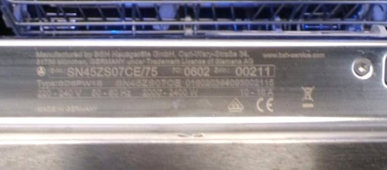 Siemens SN45ZS07CE onderbouw vaatwasser
