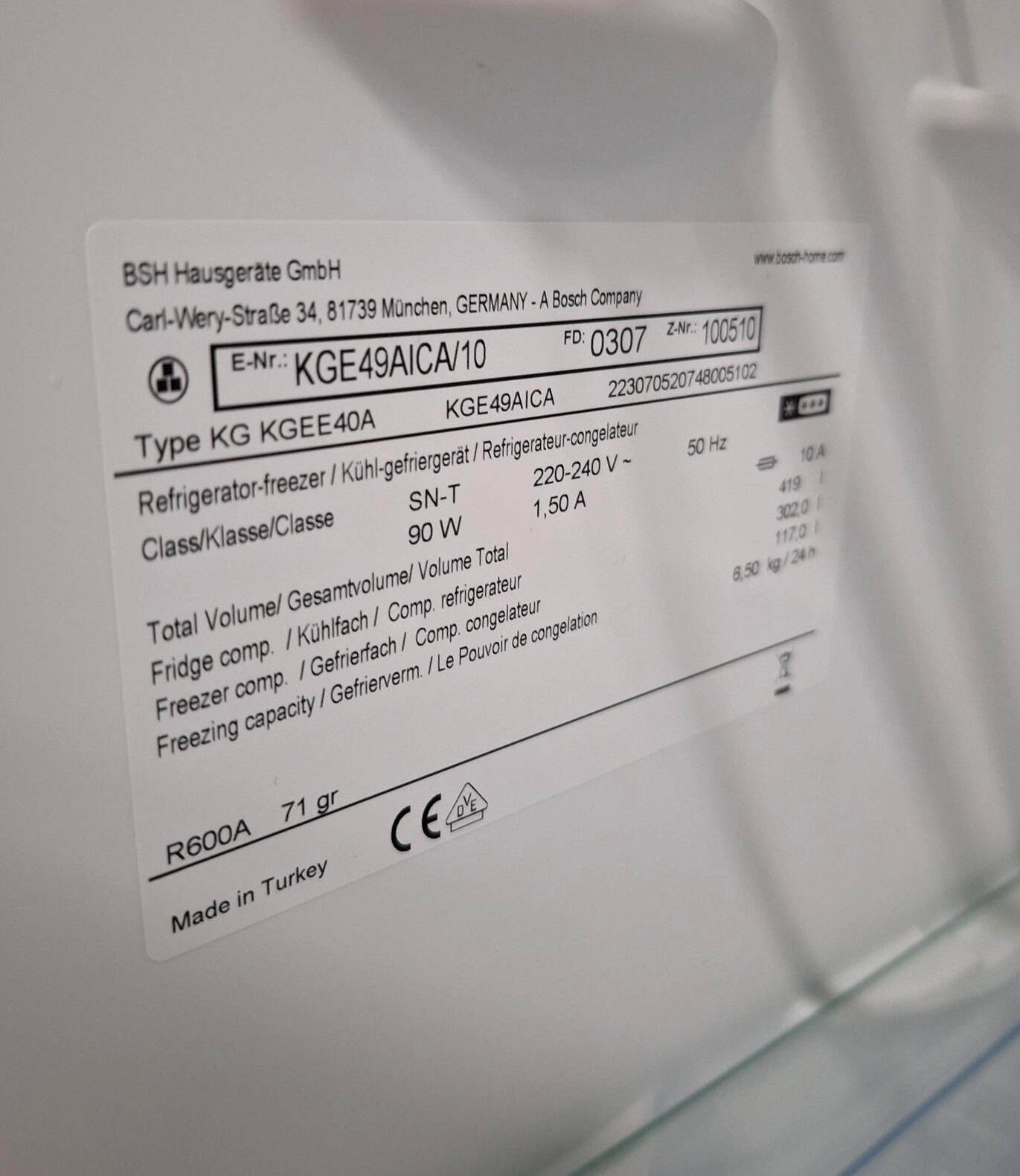 Bosch koel-vriescombinatie - KGE49AICA - 201 cm