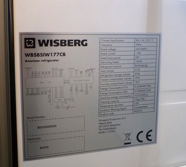 Wisberg Amerikaanse koelkast - WBSBSIW177CB