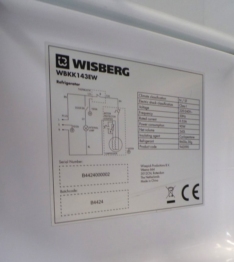 Wisberg koelkast - WBKK143EW - 242 liter