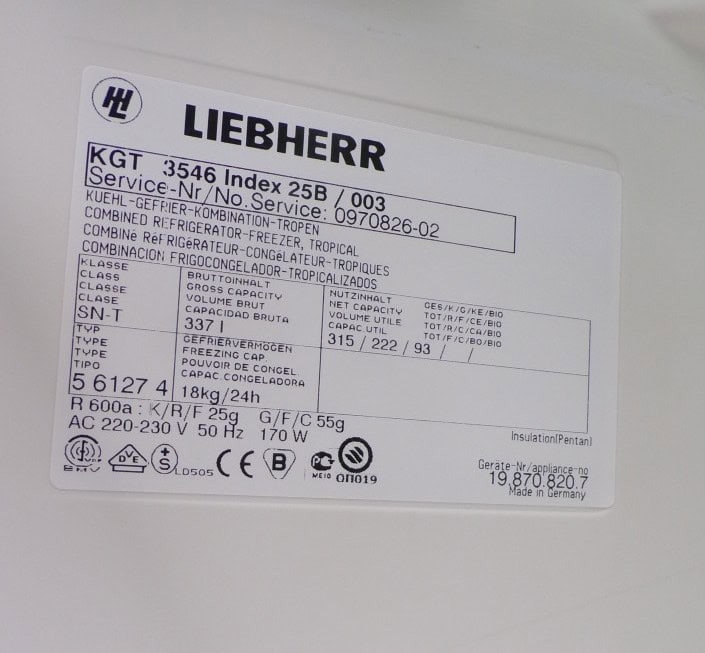 Liebherr 2ehands koel-vriescombinatie KGT3546