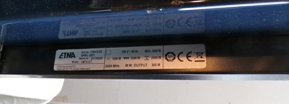 Etna CM751ZT inbouw combi magnetron - 2ehands